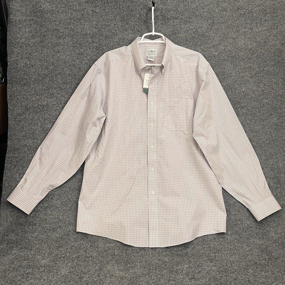 Ll Bean Wrinkle Free Pinpoint Oxford Shirt Men's Sz 16.5x35 Salmon Button Front